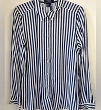 Women French Dressing Jeans FDJ button down, long sleeve, top, 100% Viscose