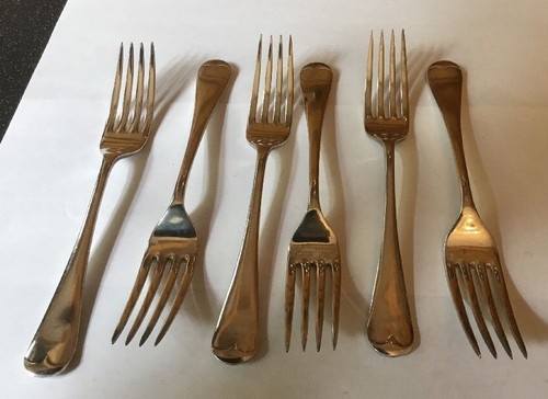 6 x Vintage Walker & Hall W&H 6.75" Dessert Forks Old English Cutlery Flatware - Picture 2 of 6