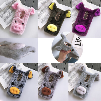Cute Plush Warm Soft Silicone Case Cover For Galaxy S20 S10 S9 S8 S7 Note 10 9 8