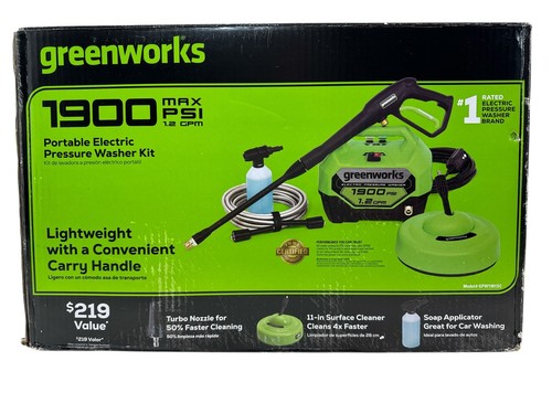 Greenworks 1900 PSI Electric Pressure Washer Kit w/Surface Cleaner GPW1901SC (OB