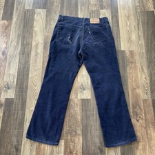 Levi  s 517 Corduroy Blue Pants USA Made 517-1517 Men Size W34 L29-Holes