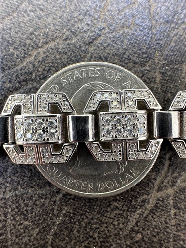 Pulsera de moissanita eslabón personalizado real de plata esterlina 925 para hombre pasador - Imagen 8 de 24