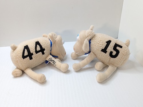 2 Serta Counting Sheep Plush Toys #44 & #15 Beanbags 2000 Blue Eye Collectible