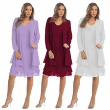Plus Size Women Chiffon Mother of The Bride Dress Evening Formal Wedding Jacket
