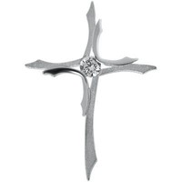 AnhäNger Kreuz 25,7X18,5Mm 925 Silber Teil-Matt Mit Zirkonia KreuzanhäNger