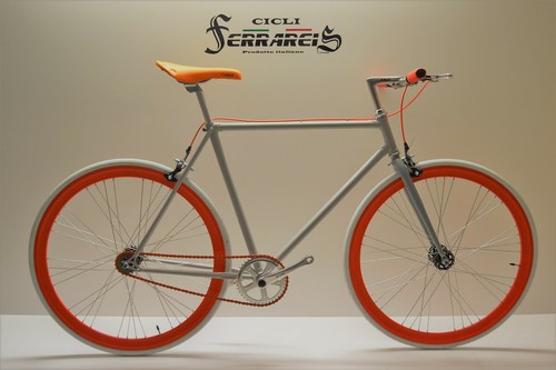 Fixed bike single speed bici scatto fisso grigio arancio personalizzabile |  eBay