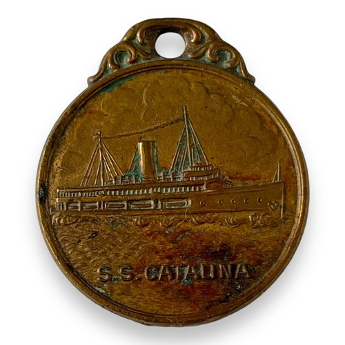 Rare 1920s SS Catalina Copper Casino Fob Medal 2-Sided Cruise Ship & Casino