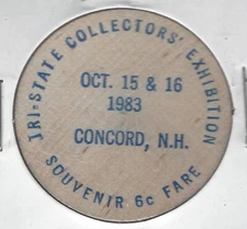 1983, TRI-STATE COLLECTORS' EXHIBITION, Concord, New Hampshire, Wooden Nickel