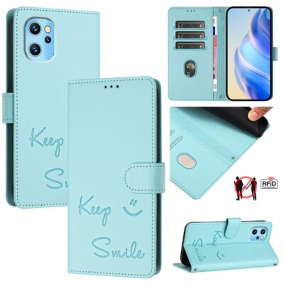 For Umidigi Power 7 Max Smile Embossing Rfid Leather Phone Case Cover Shell