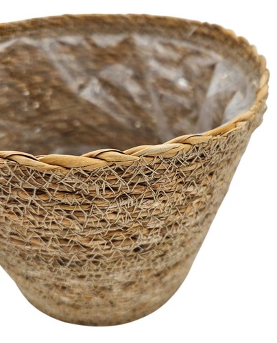 Blumentopf Pflanztopf Pflanzkorb Korb Übertopf Seegras braun rund Klein Ø 20 cm - Bild 4 von 5