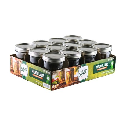 16oz Wide Mouth Jars with Lids & Bands 12 Pack Jars, Large Glass