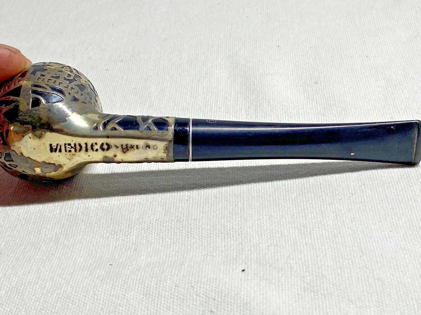 Vintage MEDICO Sterling Silver 925 Overlay Tobacco Pipe Aztec Warrior ...