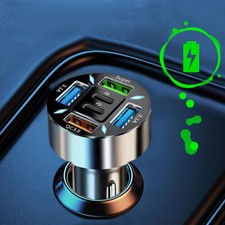 6 Ports USB Dual PD Car Phone Charger Adapter Black Fast Charging Accessories