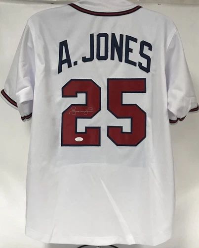 Andruw Jones Signed Autographed Atlanta White Size XL Baseball Jersey : JSA COA
