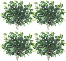 24PCS Artificial Ficus Leaves Branches Faux Ficus Tree Branches 24pcs Green