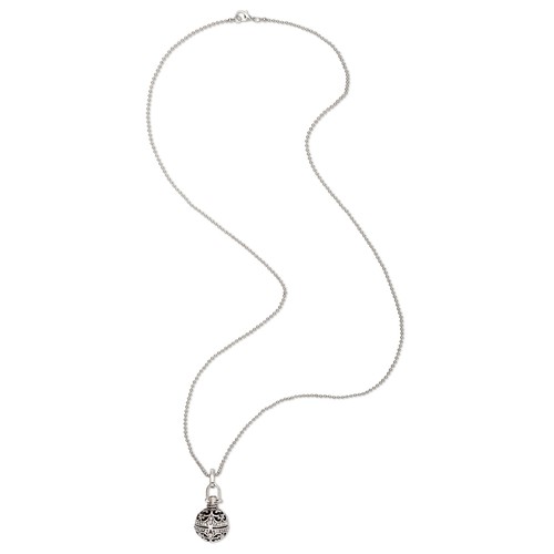 Collana Chiama Angeli Bola Messicana Traforata color argento sfera nera - Imagen 2 de 2