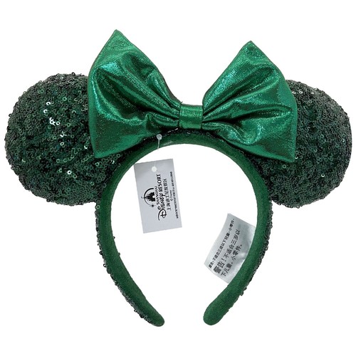NWOT Disney Tokyo Disneyland Green Sequin Minnie Mouse Ears Headband Emerald Green Disney Minnie and Mickey Inspired Mouse Style  main image 4