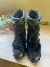 $1195 JIMMY CHOO Glacie Genuine Shearling Bootie Size 37.5