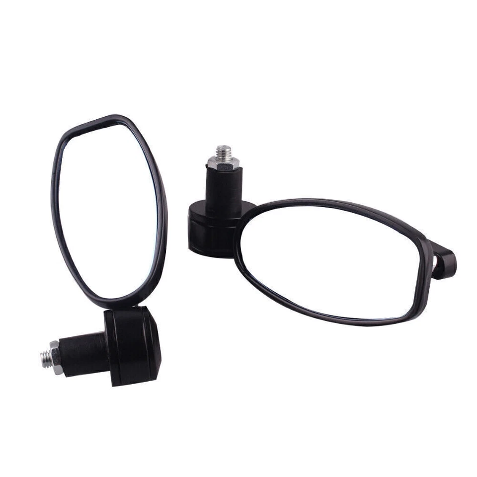 Universal 7/8" Rear View Side Mirrors Handle Bar End Oval 180 Degree Motor Black Foto 4 de 4