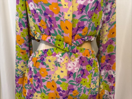 Sanctuary Floral Long Sleeve Cut Out Dress Size L - Picture 4 of 11