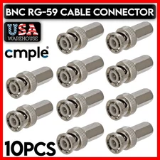 BNC Twist On Connector Male BNC Plug RG-59 Coax Coaxial Cable CCTV Camera 10PCS