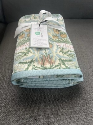 William Morris & Co Velour Hand Towels STRAWBERRY THIEF GREEN (2 Pc) New