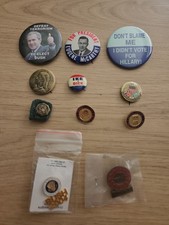 Vintage Political Pins Lot various 11 Pieces
