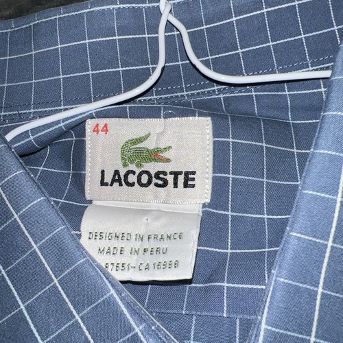 LACOSTE MEN'S 100% COTTON LONGSLEEVES BUTTON UP SHIRT SIZE 44 - Picture 5 of 9