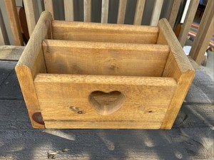 Vtg Wooden Heart Cut Out Letter Mail Desk Caddy Organizer Cottage Core