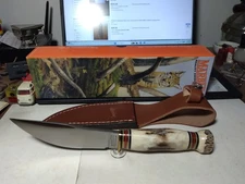 Vintage Marbles Gladstone Mich Woodcraft Full Stag on Stag Hunting Knife