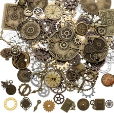 ZOOFOX 300 Gram Gears Charms, Mixed Vintage Bronze Watch Cog Wheel Set, DIY... 
