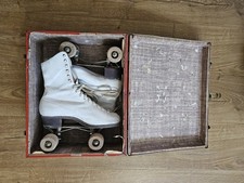 Vintage Hyde Betty Lytle Chicago Roller Skates Wood Wheels Vintage Case Sz 8-8.5