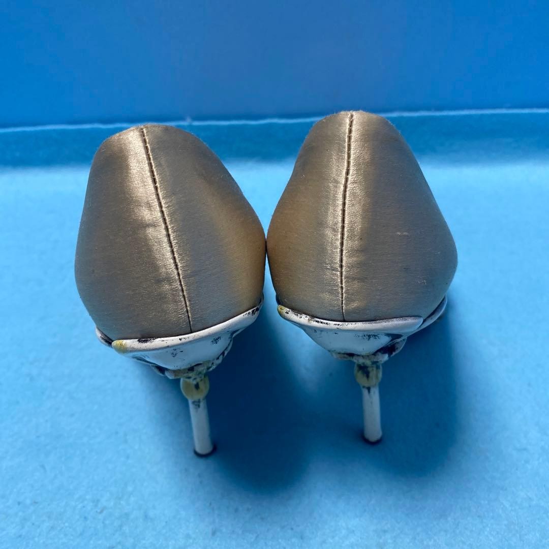 PRADA Women's Heel Pumps Size:35.5/JP:22.5 Leather Gold From Japan 135157K Auth thumbnail 6