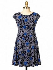 Chaus New York Women S Blue Floral Sheath Dress Cap Sleeve Career Office Stretch