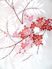 [AYANE] FOUR SEASONS' FLOWERS Pale Pink C2 - Japanese Silk  KIMONO Fabric