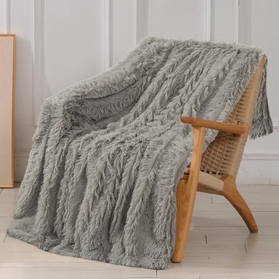 Tuddrom Decorative Extra Soft Faux Fur Blanket Twin Size 70 x 78,Solid Revers...