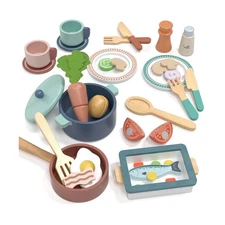 Lehoo Castle Wooden Play Kitchen Accessories, Play Pots and Pans Se... Fast Ship