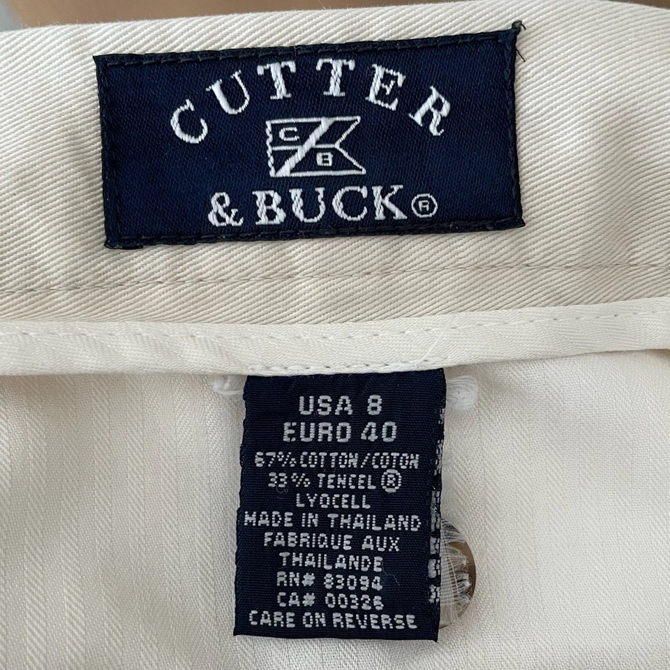 Vintage 90s Cutter & Buck Womens Shorts 8 Cream Pleated High Rise Retro Preppy  - Image 3 of 4