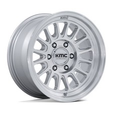 17" KMC KM733 Impact FFT Gloss Silver Machined Face 17x8.5 Wheel 6x5.5 25mm Rim