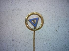 A160) Golden PIN OF HONOUR - Blue Triangle - Sports Club Football??