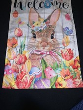 Welcome Easter Bunny Garden Flag 12x18 Double Sided Polyester