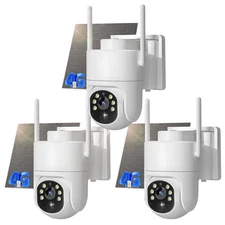 No WiFi 4G Cellular Security PTZ Cameras Wireless Outdoor with SIM Card 3pack