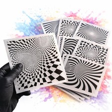 LiME LiNE 3-D Illusion Airbrush Stencils - Set of 9 Reusable Geometric clear