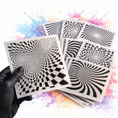 LiME LiNE 3-D Illusion Airbrush Stencils - Set of 9 Reusable Geometric clear 