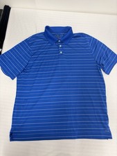 Champion Polo Golf Shirt Mens XL Royal Blue Stripe Casual Travel Office Wear