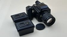 Pentax 645 Medium Film Camera Body, 150mm Lens, 1-120 2-220 Backs-Fully Tested