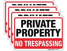 Large No Trespassing Signs Private Property Metal 10x14 Inch Rust Free Alumin...