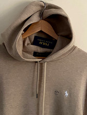 140 NEW Mens LARGE Polo Ralph Lauren Beige Double-Knit Pullover Hoodie