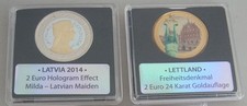 2 Sonderm&uuml;nzen je 2 Euro &euro; Lettland Hologramm 2014 + Farbig B050726AHE0#58