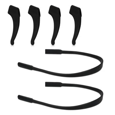 KWMOBILE Halterung Brillenbügel + Band 4x Silikon Haken Brille Schwarz Halter